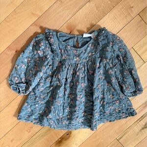 Zara Blue Floral Ruffle Top